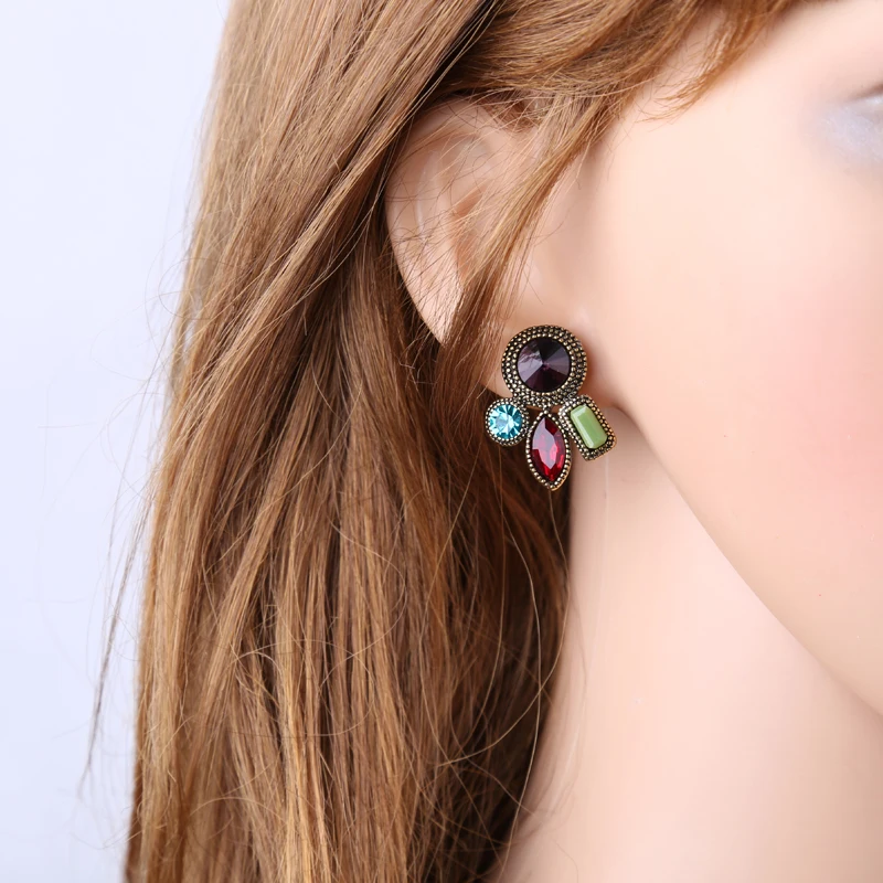 UNNAIER Модные индивидуальные популярные цветные серьги с полудрагоценными камнями