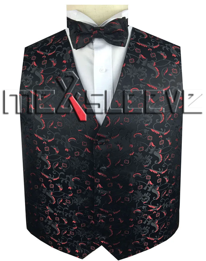 free shipping man's flower tailored tuxedo waistcoat set(vest+ascot tie+handkerchief
