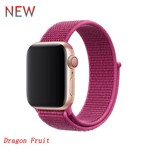 Последняя нейлоновый ремешок für apple watch группа 4 44 мм/40 мм, correa apple watch 3 42 мм/38 мм iwatch серии 4/3/2 bunte stecker чехол для телефона на руку - Цвет ремешка: Dragon Fruit