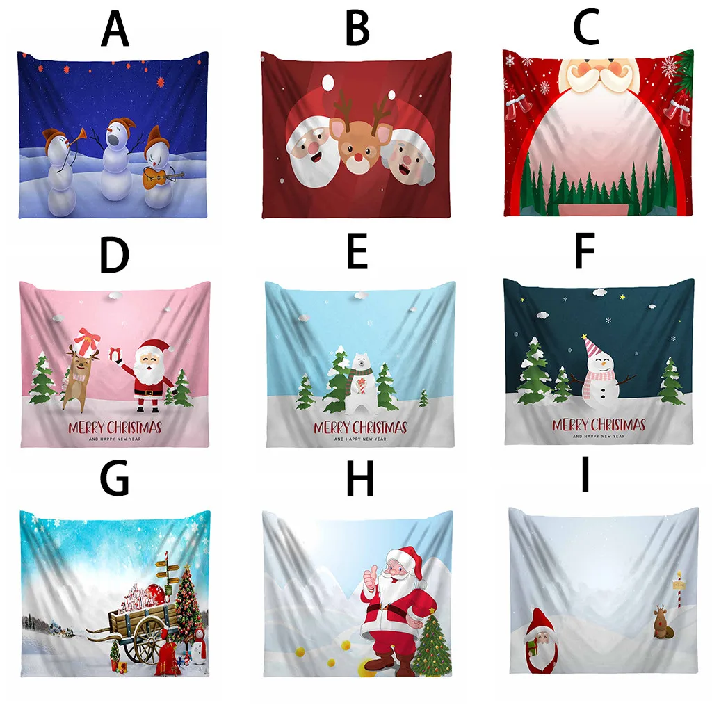 Рождественский гобелен 150x200 см Санта Клаус Снеговик принт настенный домашний