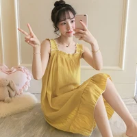 2022 summer women nightgown sleepwear female prince loungewear camisolas long kawaii sleeveless korean sleepshirts pajamas