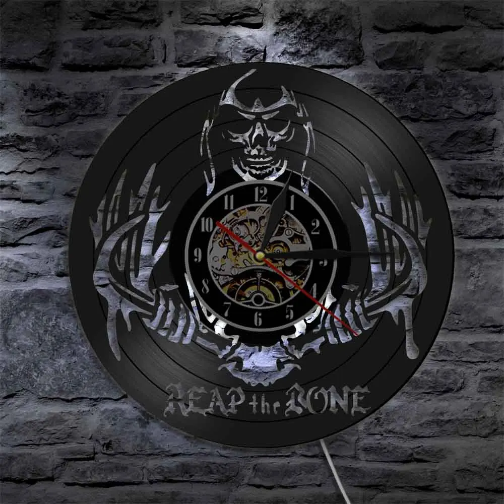 Настенные часы с изображением костяного черепа светильник в виде Дня мертвых