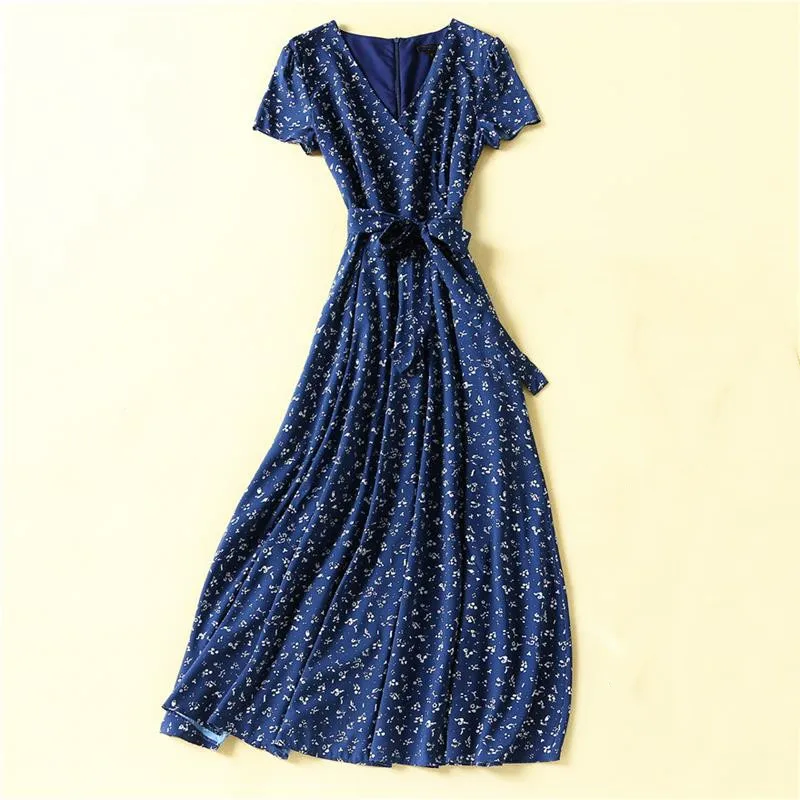 

Runway Designer Dress 2020 High Quality Summer Women V-Neck Short Sleeves Printed Casual Dresses Vestidos NP1117MP