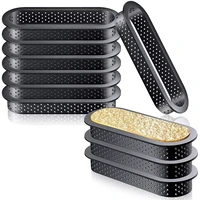 12 pieces oval tart rings heat resistant perforated cake mousse ring non stick bakeware tart mini cake mold cake rings