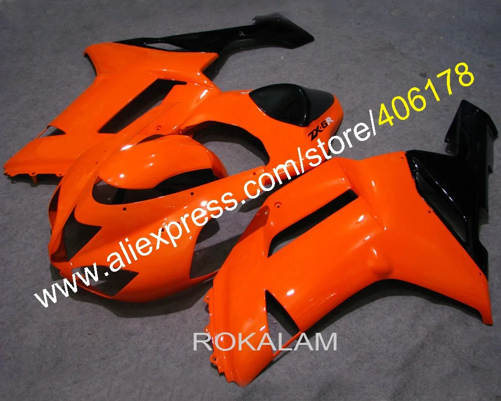 Дешевый комплект Cowl для Kawasaki Ninja ZX-6R 2007 2008 ZX6R 07-08 ZX 6R оранжевый обтекателей