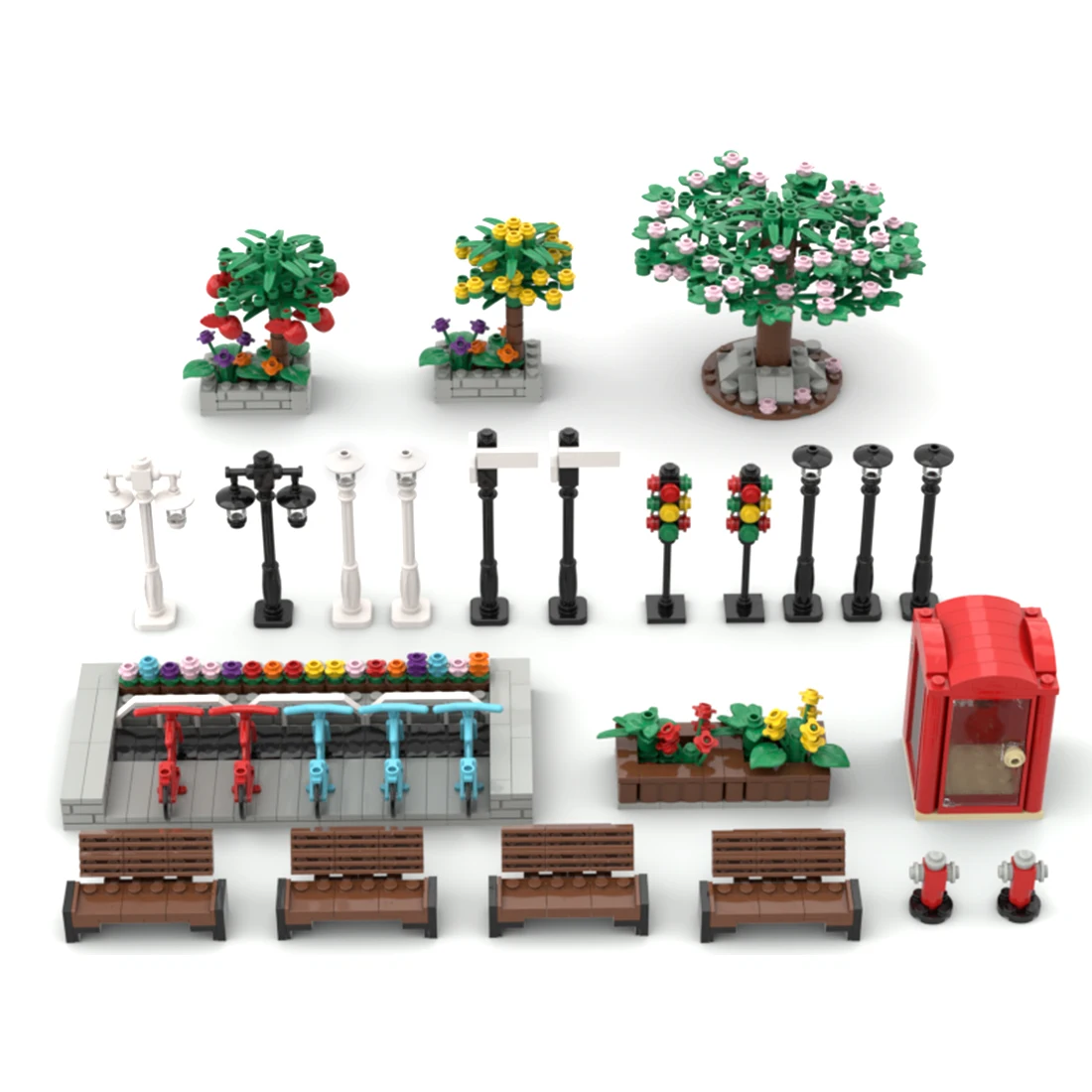 

705+Pcs Urban Street View Series Small Particle Building Blocks Model Set Assembly Toy Bricks Toys For Kids Birthday Gifts