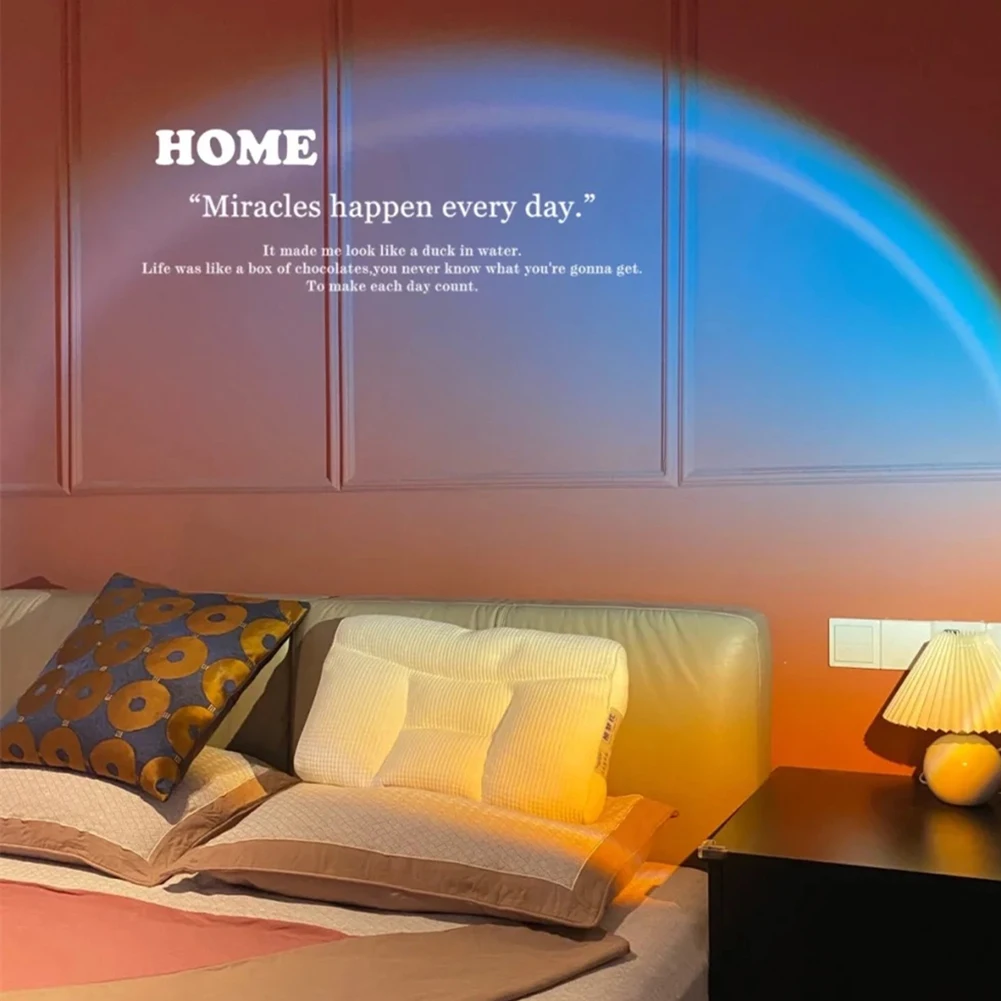 

USB Horizon Sunset Projector Light Coastline Atmosphere Table Lamp Aluminum Alloy Head Dark Blue Plus Sunset Yellow Bedroom Deco