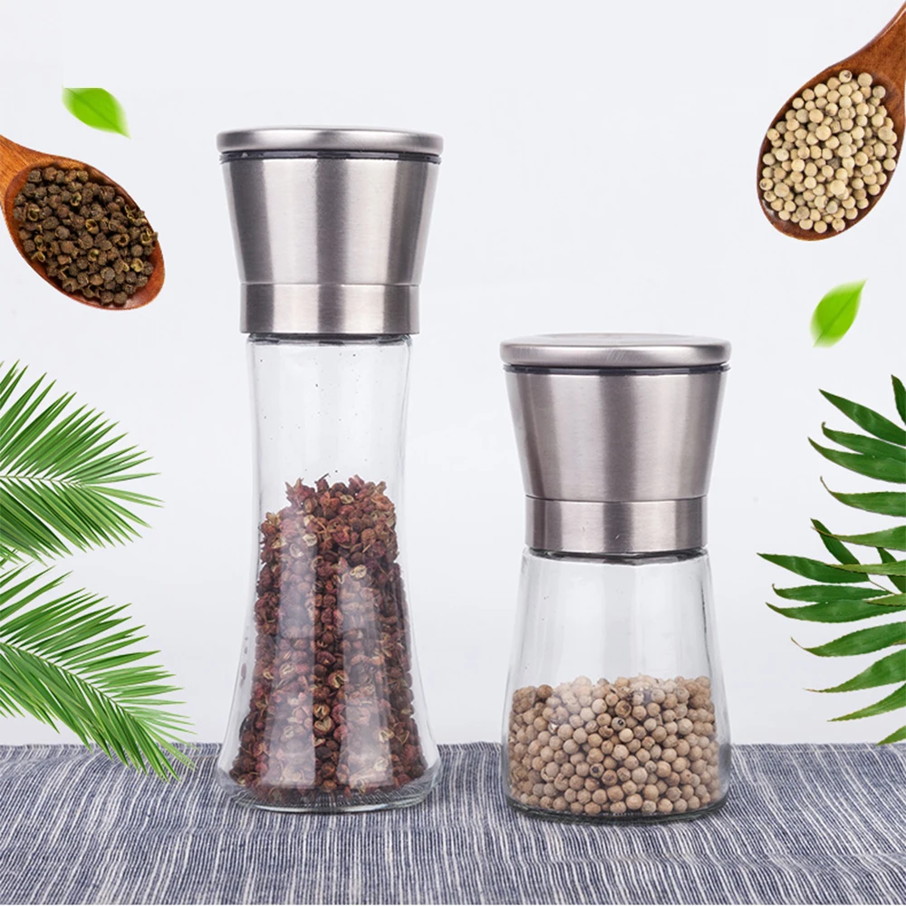 Кухонная мельница для черного перца ручная свежемолотая морская соль бутылка
