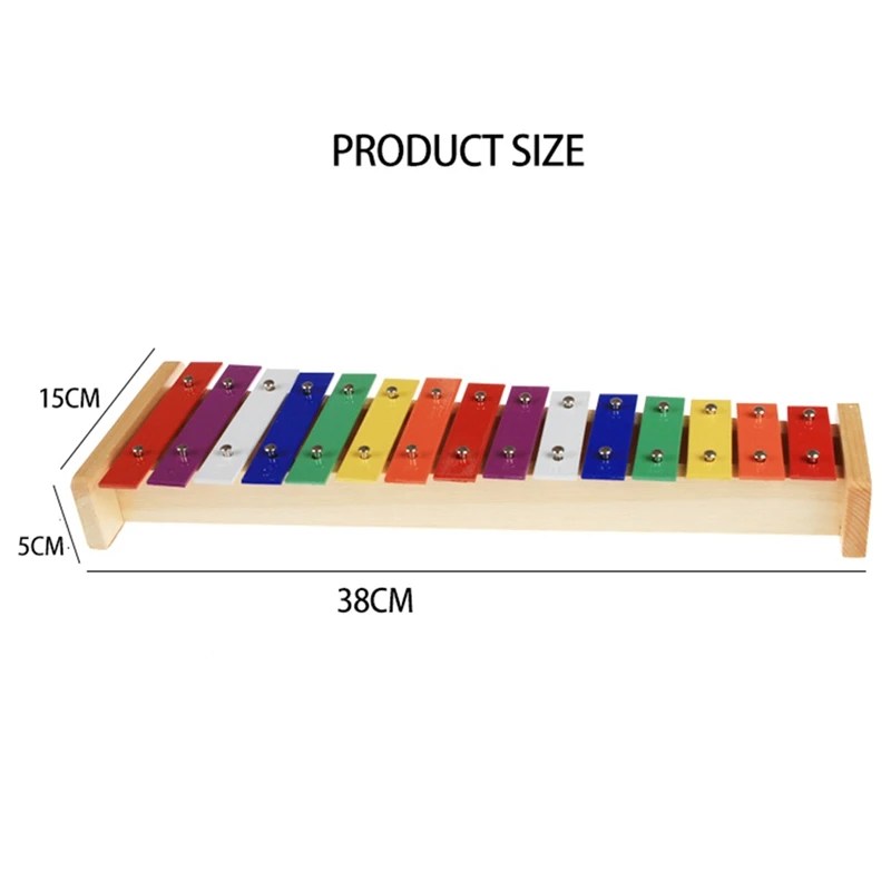 

15 Notes Xylophone Piano Wooden Instrument Children's Baby Music Toy Belt 2 Mallets Improve Children's Music Toy