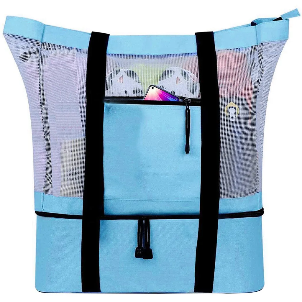 

Outdoor Camping Beach Mesh Tote Bag With Detachable Cooler Bag Packing Organizer Multifunctional Waterproof Backpack #py