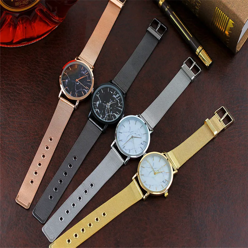 

Lady's steel belt watch Fashion Women Marble Surface Stainless Steel Band Quartz Movement Wrist Watch 2018 Selling fashion watch