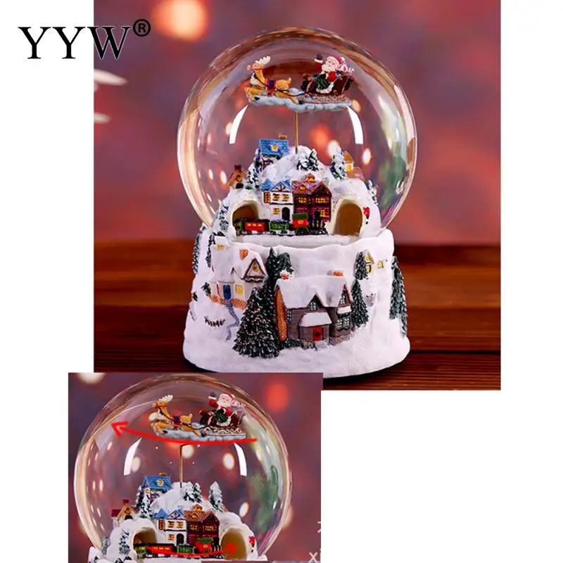 

Luminous Crystal Ball Music Box Electronic Glass Santa Claus And Elk Creative Birthday Gift Rotating Crystal Ball Music Box