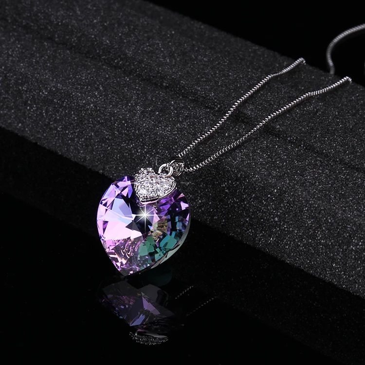 Warben Farben украшенная кристаллами от Swarovski сердце аметистовая Подвеска для колье модные ювелирные изделия колье ожерелье