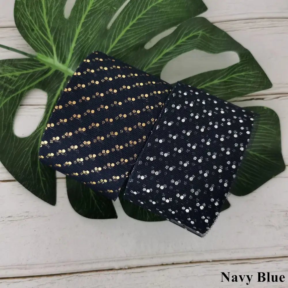 Navy Blue 6 см, 23 м, блестящая Тюлевая лента в горошек золотистого и серебряного цвета, Тюлевая сетка, тканевые полоски, сделай сам, украшение для волос, Poms Journal, вечерние принадлежности - Цвет: Navy Blue