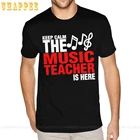 Надпись Keep Calm, учитель музыки здесь, футболки с принтом, маленький размер для мужчин, милые футболки