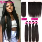 Miss Cara прямые пряди волос с фронтальной Малайзией 100% девственные человеческие волосы для женщин прозрачные кружевные фронтальные пряди