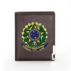 Кожаный кошелек с национальным гербом Бразилии для мужчин и женщин, двойной держатель для кредитных карт, короткий кошелек для мужчин