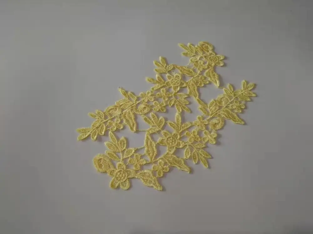 yellow Заводская цена! 2 зеркальные пары, 16 цветов, Новое поступление, Кружевная аппликация, цветок, швейная отделка, свадебное украшение, 25X8,5 см, BD0258 - Цвет: yellow