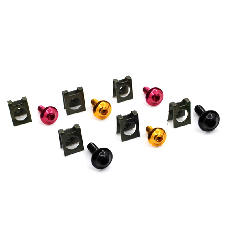 

10pcs Motorcycle Decorative Screw 6mm Chrome Aluminum alloy Fairing Bolt Fastener Clip Screw Spring Nut Motorcycle Accessories