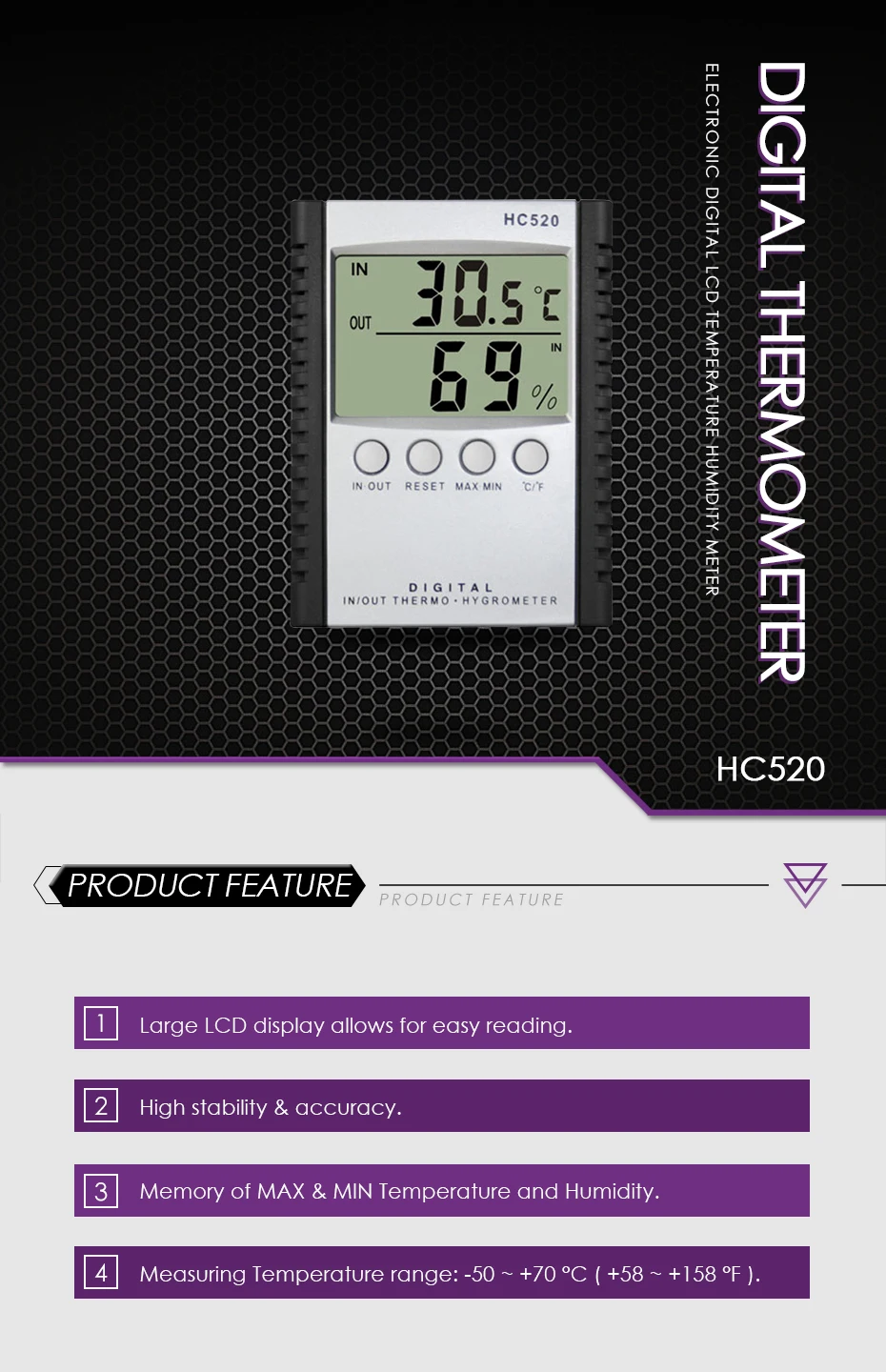 Nicety HC520 электронный цифровой ЖК-дисплей Температура Крытый Открытый термометр измеритель влажности макс мин Null