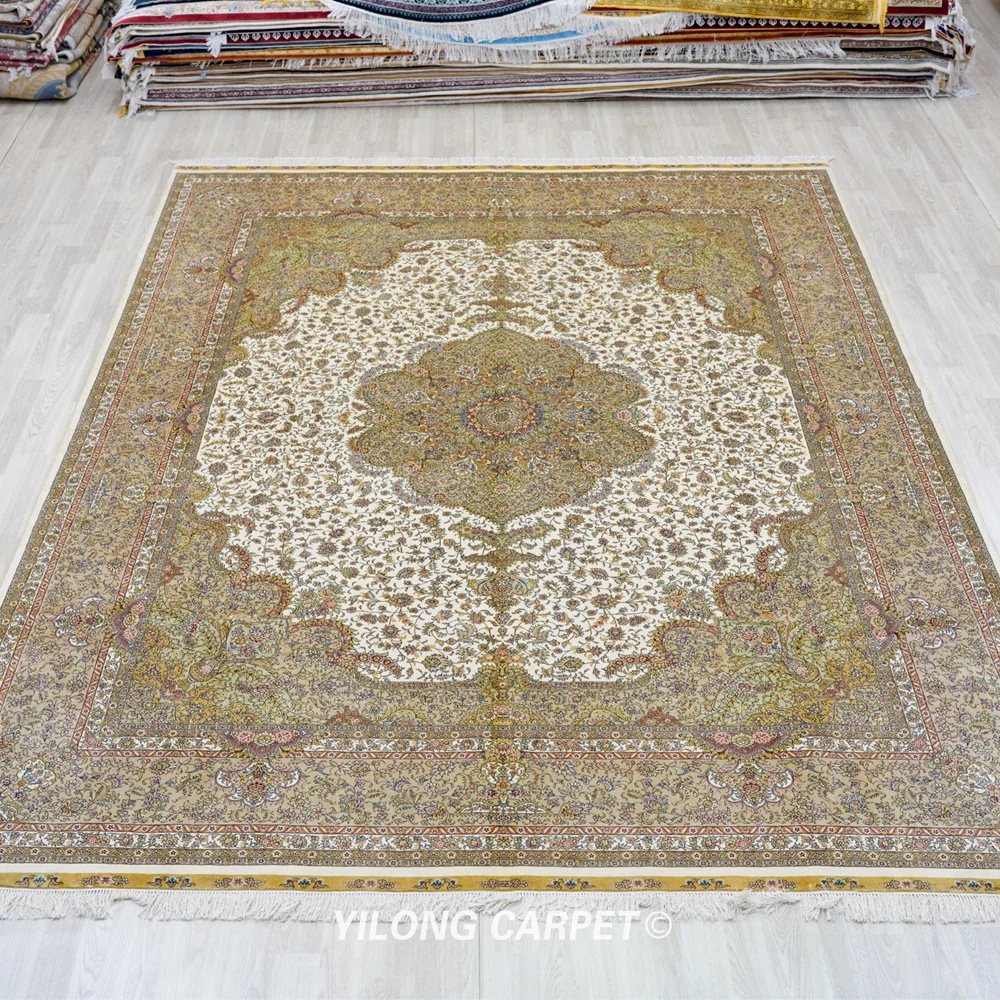 Большой элегантный персидский шелковый ковер ручной работы для комнаты 9'x12