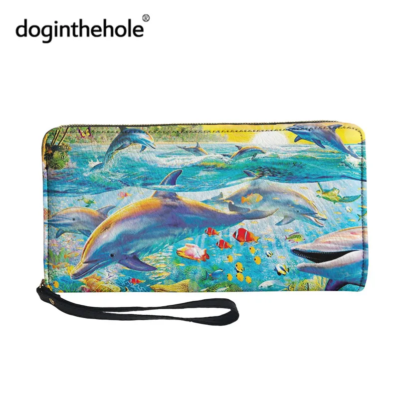

Doginthehole милый Дельфин принт подростковый кошелек цветной модный длинный Портативный кошелек для денег телефона Женские повседневные кошел...