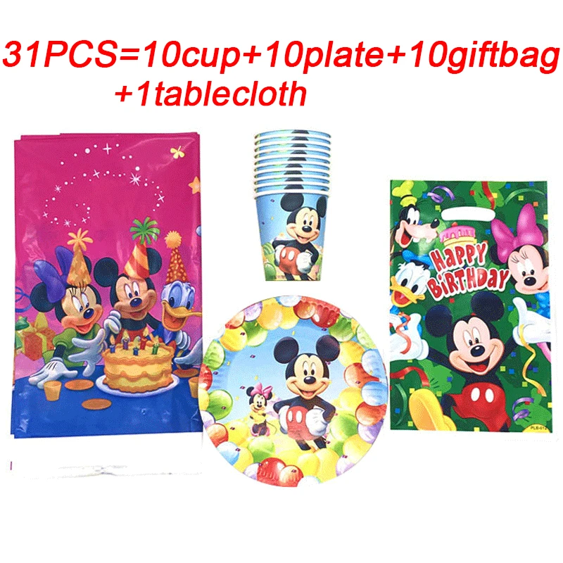 

Disney Mickey Mouse Party Cup Plates Straws Mickey Party Tableware Set Children Birthday Party Supplies Decorations Tablecloth