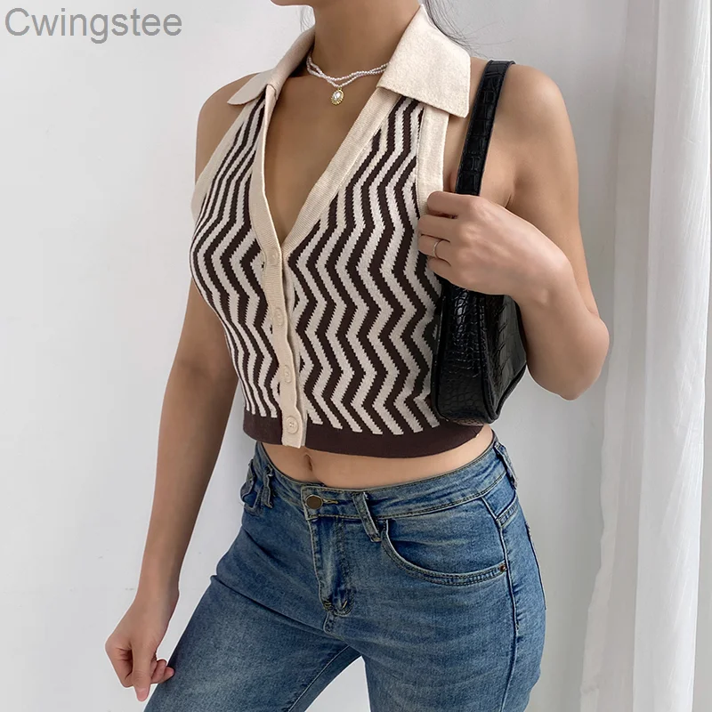 

Укороченный женский топ с винтажным принтом в стиле Харадзюку, модная однобортная футболка с открытой спиной, Корейская уличная одежда, коф...