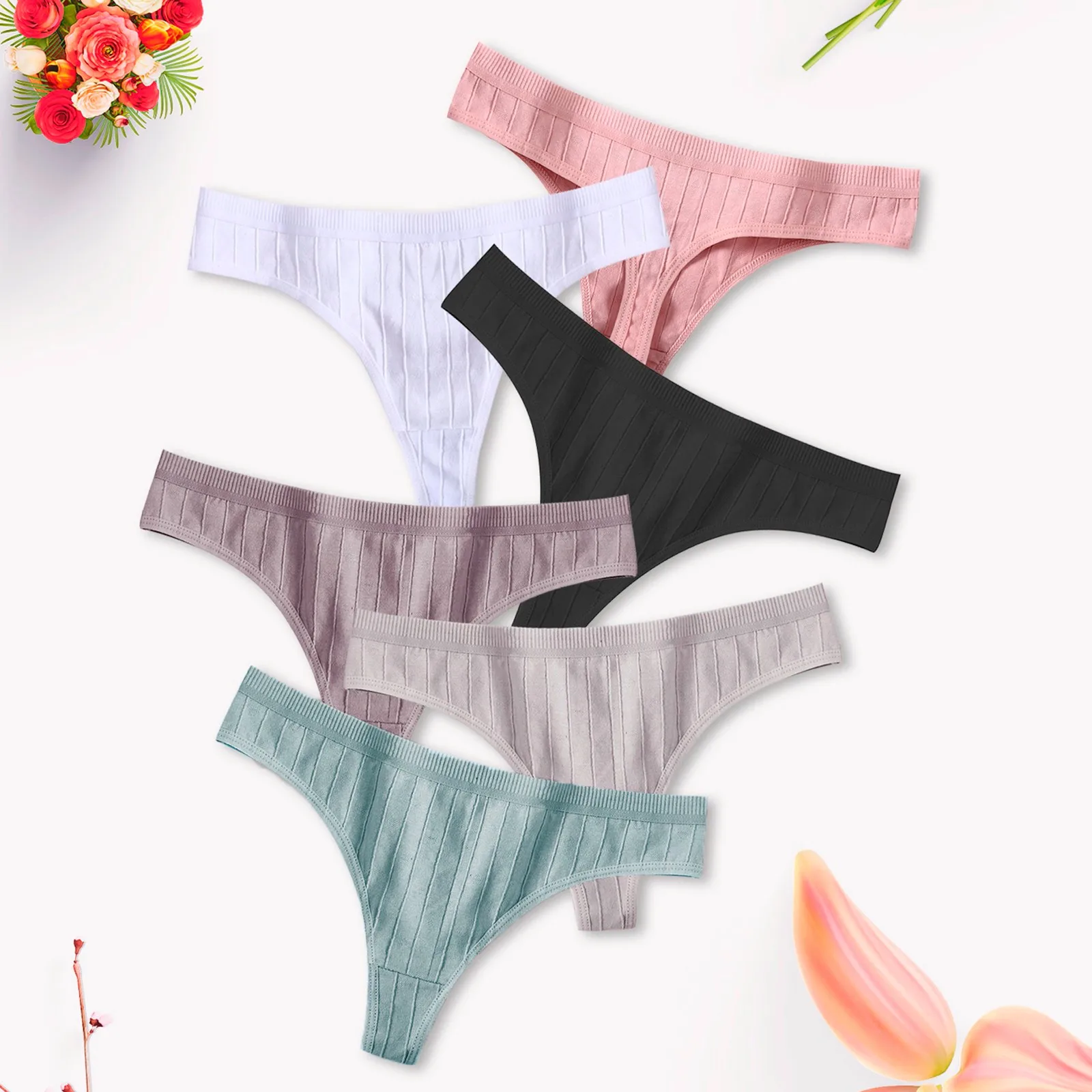 Трусики-стринги женские бесшовные с низкой посадкой х/б | Женская одежда
