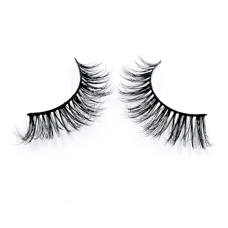 Натуральные накладные ресницы модные с шариками дымчатые для макияжа крестиком