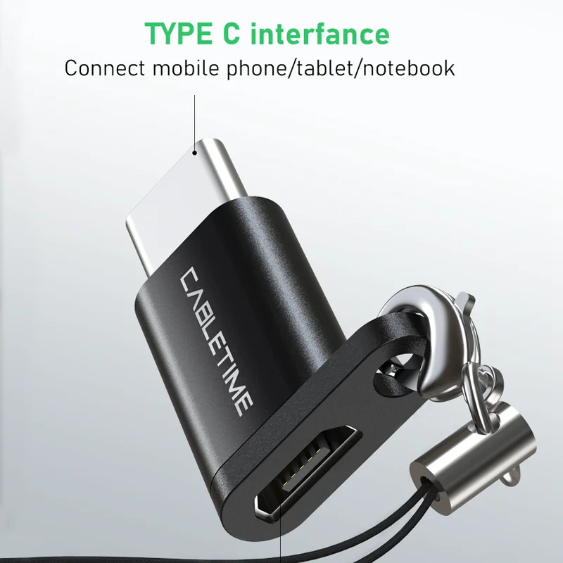Переходник CABLETIME Micro B USB Type C M переходник type OTG адаптер для зарядки и синхронизации