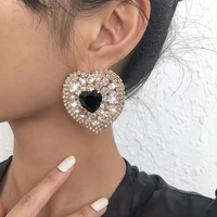 big heart earrings for women 2021 rhinestone statement earring crystal luxury party sparkly fashion jewellery gift
