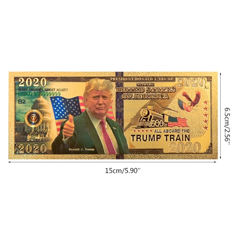 2020 президент дональдтрамп Золотая фольга для банкнот пластиковая позолоченная