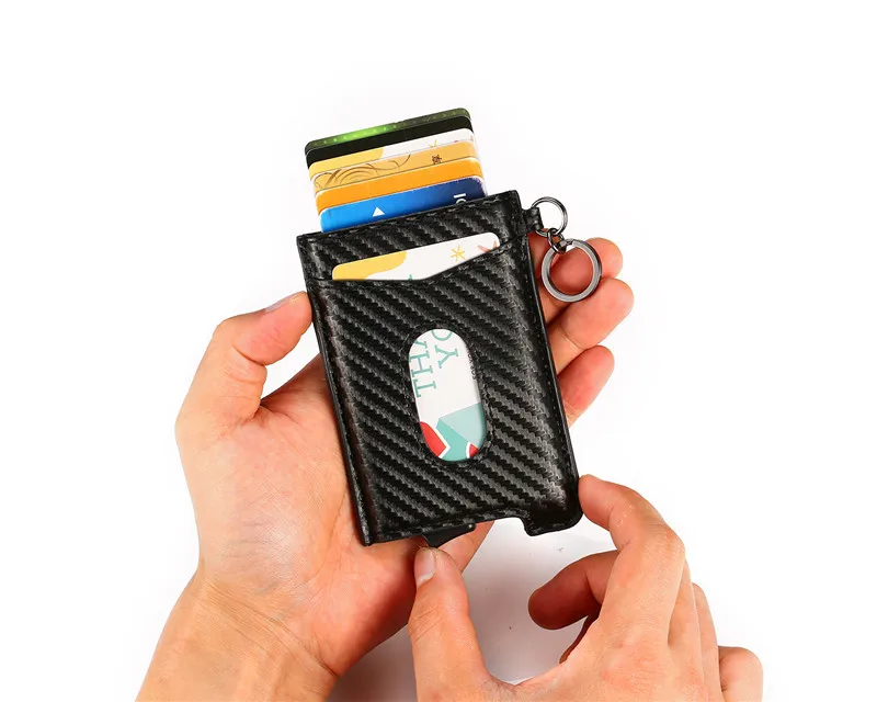 Bisi Goro RFID Блокировка кредитный держатель для карт Anit-theft кошелек карта для мужчин и женщин автоматический всплывающий Чехол для карт кожаный держатель для ID
