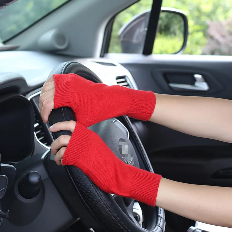 Женские и мужские теплые мягкие кашемировые перчатки Короткие шерстяные вязаные