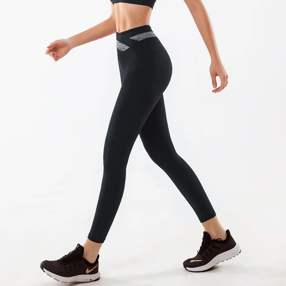 EC.MS женские спортивные Леггинсы с перекрестными цветными блоками высокая талия