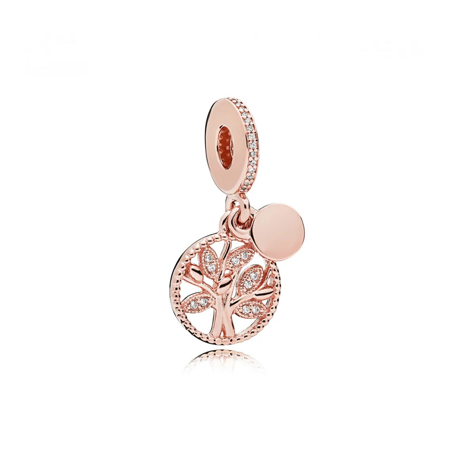 Новый 2019 100% 925 стерлингового серебра розовое золото Кола Дамбо сердце Форма