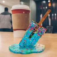 melting popsicle sculpture melting ice pop resin statue ornaments miniature resin craft popsicles ice cream decoration