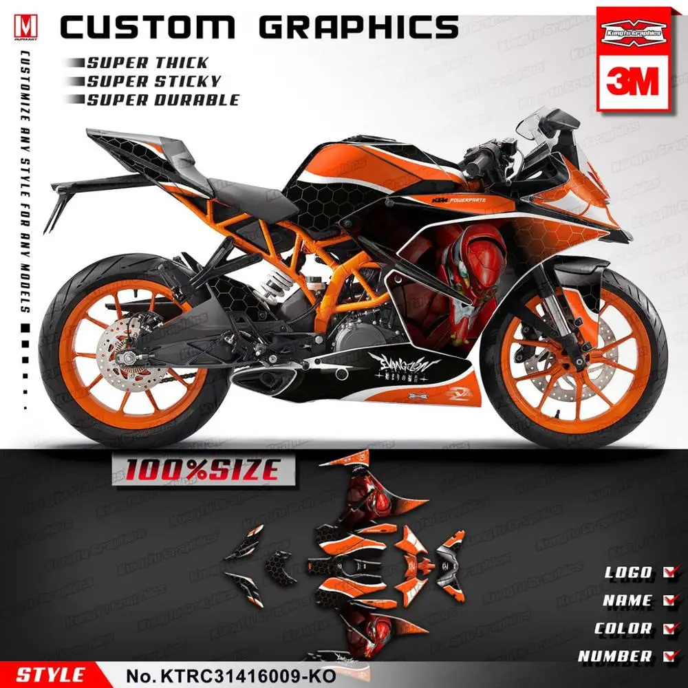 KUNGFU графика наклейки для мотоциклов комплект клейкие черные для KTM RC 125 200 RC125 RC200 Venom стиль - Цвет: KTRC31416009-KO