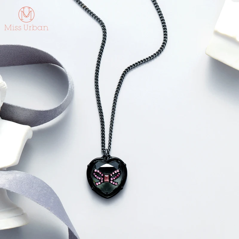 Новое поступление 2021 ожерелье с кулоном в виде крыльев бантов сердец черно