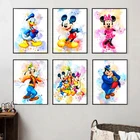 Картина на холсте с изображением Микки Мауса и Дональда Дака Disney, настенный плакат акварелью, картины для декора детской комнаты
