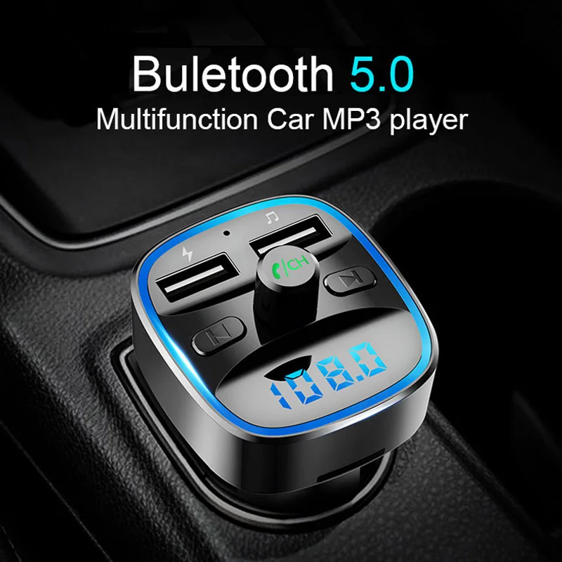 FM трансмиттер YASOKRO с Bluetooth 5 0 и двумя USB портами|Автомобильный комплект Bluetooth| |