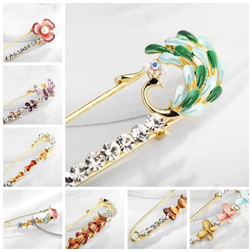 Большой размер кулон опал Шарм булавки для хиджаба шарфа женщин зеленый павлин