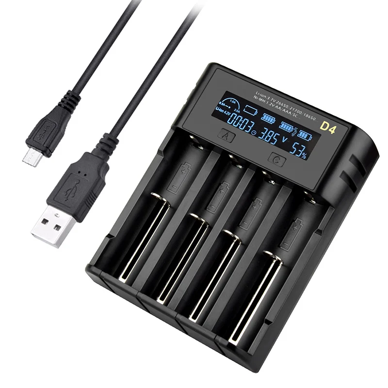4 слота USB smart LCD дисплей 3 7 V литиевое зарядное устройство для батарей 21700 18650 16340 14500