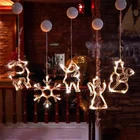 Рождественские светодиодные огни, снежинки, шторы с присосками Санта-Клауса, сказочные огни, украшение для свадебной вечеринки, праздничное освещение MJH
