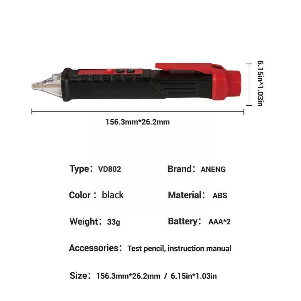 

12-1000V Non-Contact AC Voltage Detector LCD Digital Sensitivity Meter Test With Display Electeic Pen Handy Adjustable K7I2