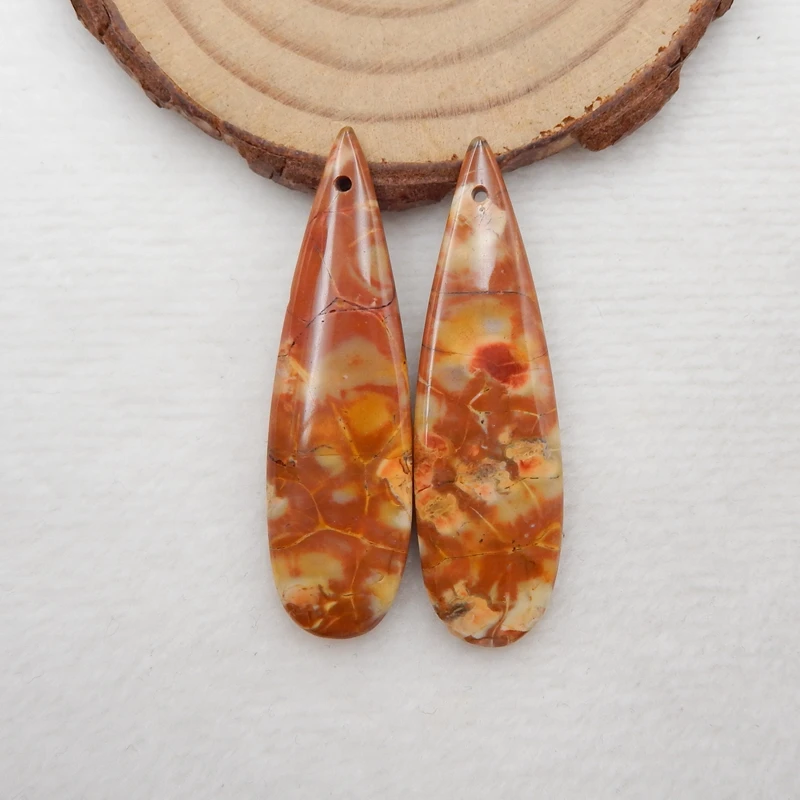 

Серьги с яшмой и натуральным камнем в форме капли, серьги-гвоздики с бусинами 44x13x4 мм 7 г