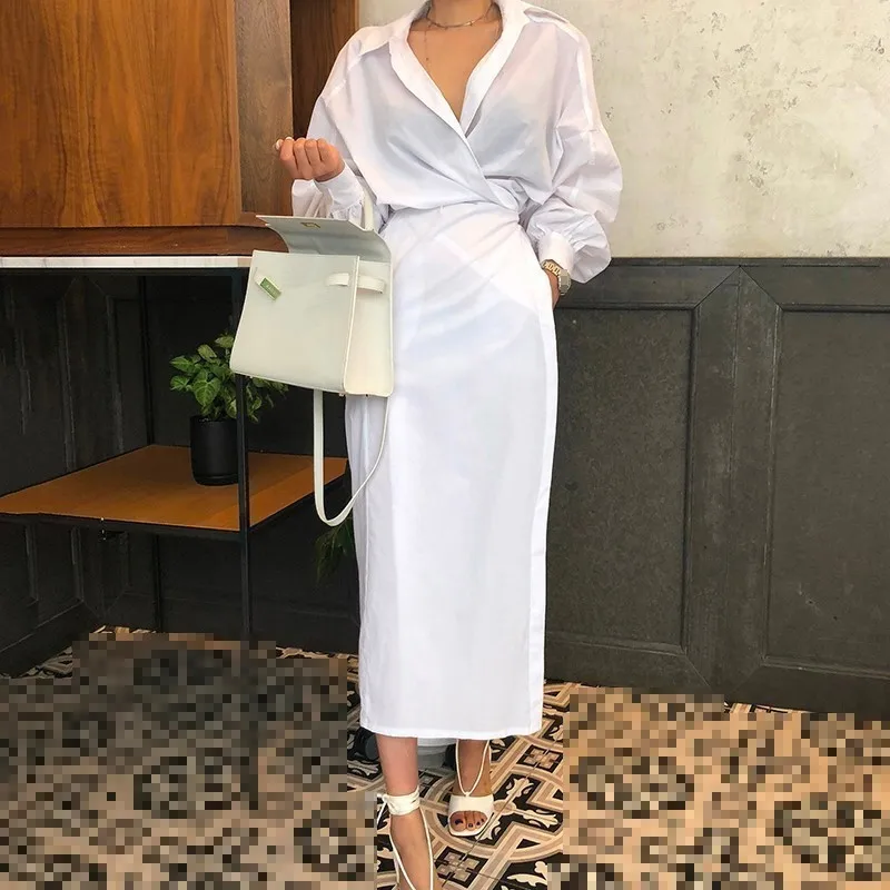 CHICEVER однотонное платье с высокой талией на шнуровке для женщин разрезом подоле