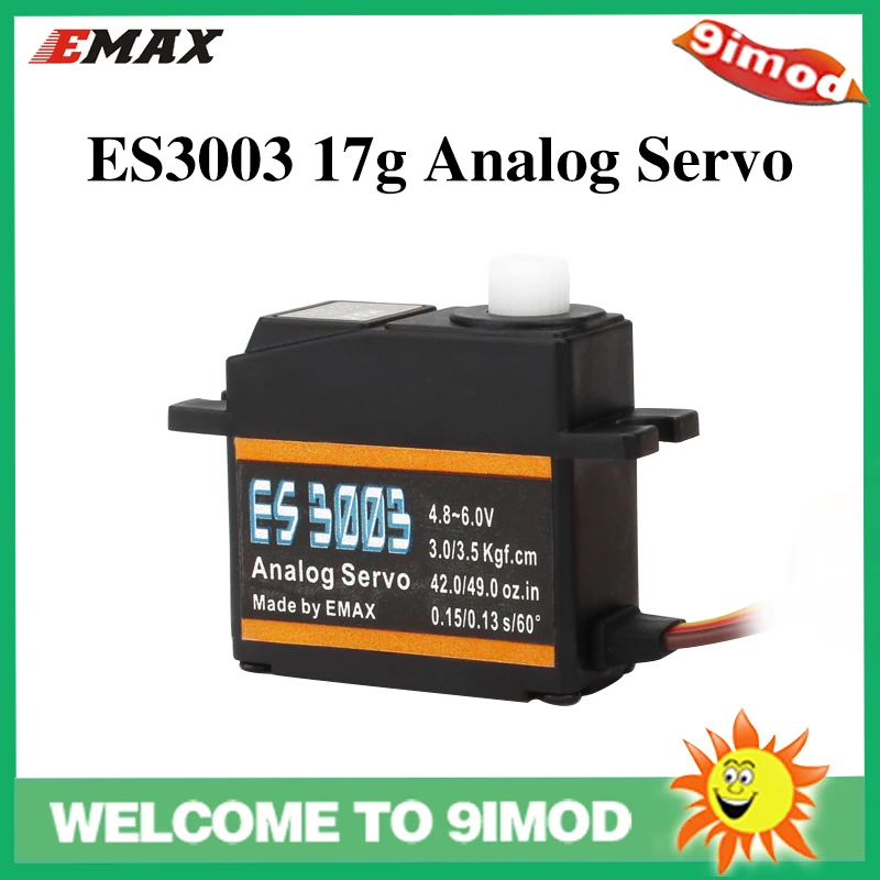 Аналоговый сервопривод EMAX ES3003 17 г 3 5 кг 0 13 сек 23 т пластиковая шестерня для