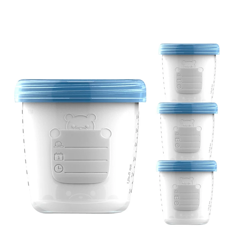 4Pcs/Set Milk Bottle Storage Cup For Breast Pump Baby Feeding Sealed Supplement Food Containers Kit Snack Tank Portable T2243